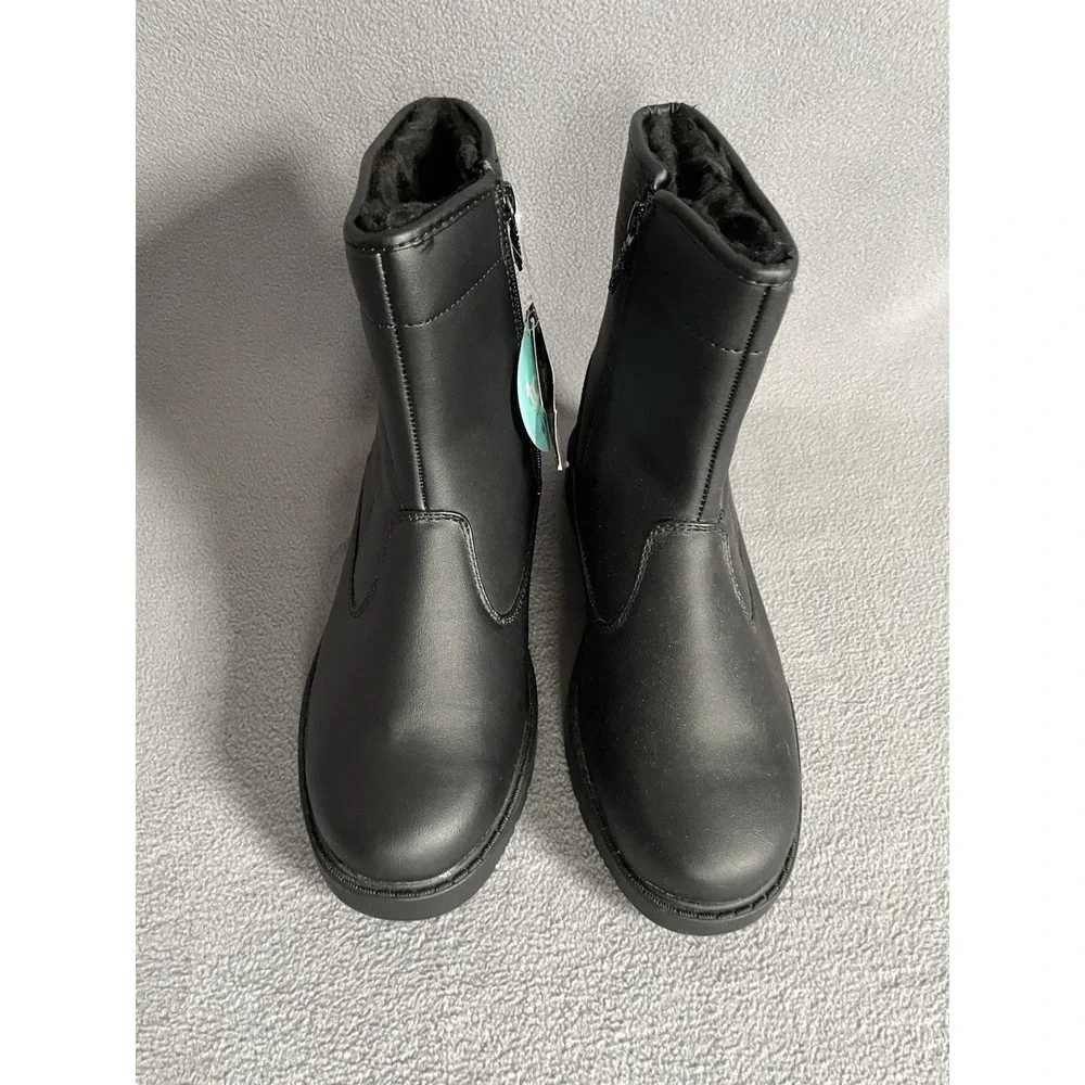 Totes Faux Fur Lined Zipper Boots Black Size Men 8m New! Luke 020065 Waterproof